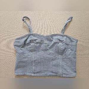 EUC Universal Thread Denim Striped Strappy Crop Top Size Extra Small